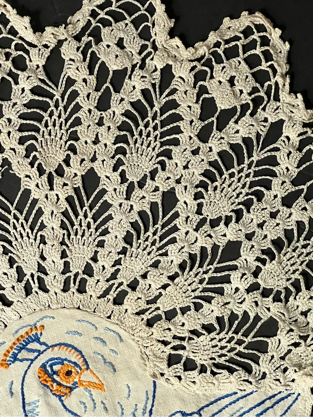 Vintage Peacock Antimacassar 1920-1940